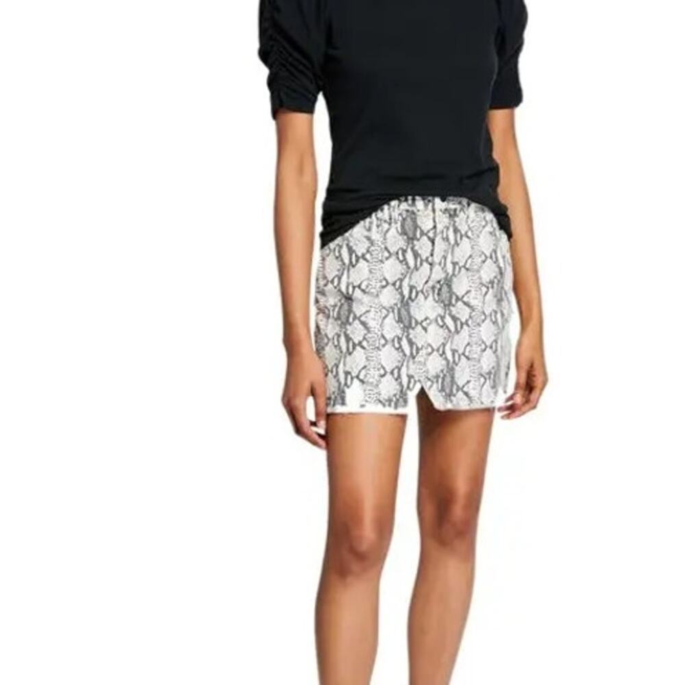 FRAME Le Mini Skirt Front Split Python Snake Print Frayed Hem Women's 29